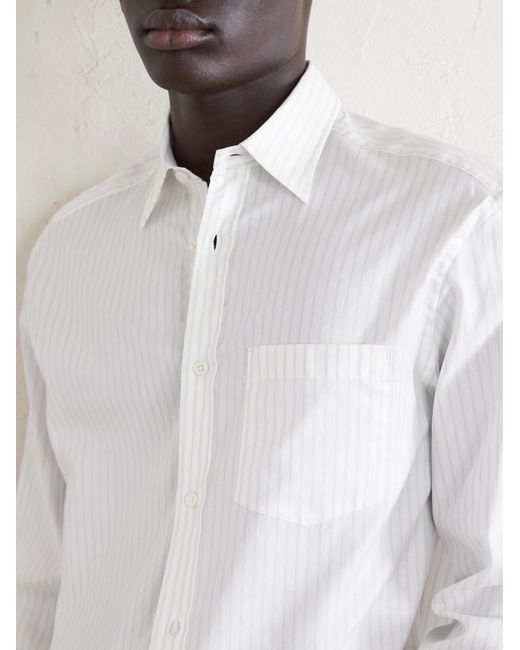 Dunhill White Striped Cotton Shirt for men