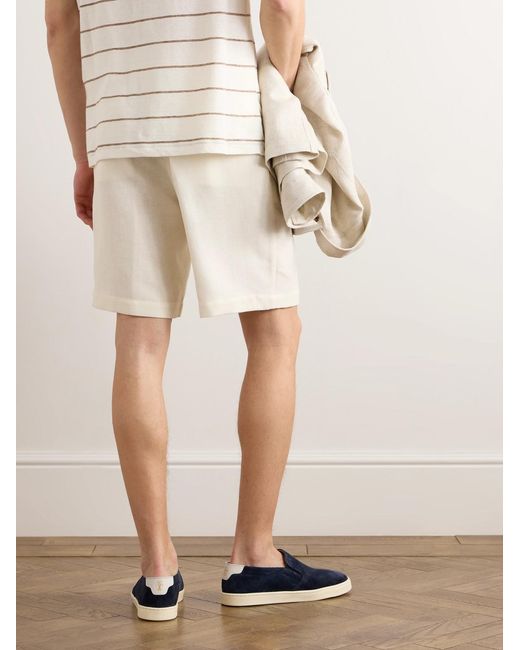 Brunello Cucinelli Natural Straight-Leg Linen, Silk, Wool And Cotton-Blend Bermuda Shorts for men