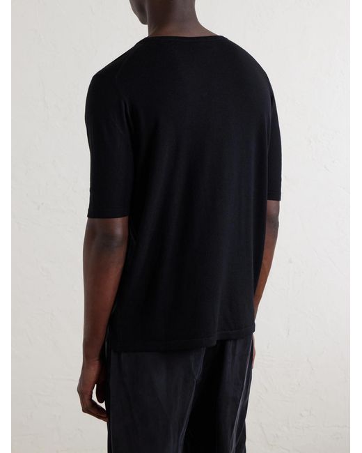 William Lockie Black Virgin Wool T-Shirt for men