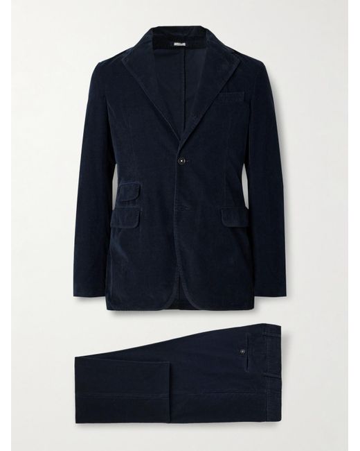 Massimo Alba Blue Sand Unstructured Cotton-Corduroy Suit for men