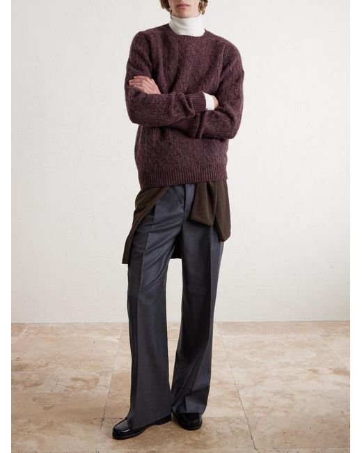 Sid Mashburn Purple Cable-Knit Wool Sweater for men