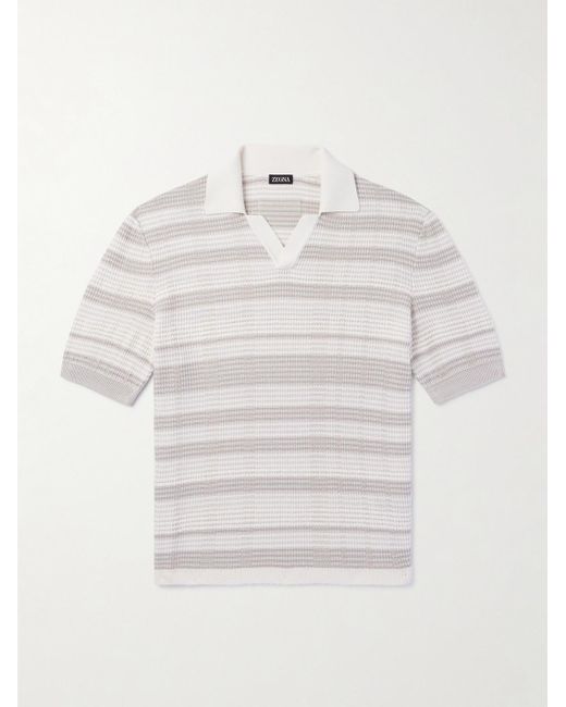 Zegna White Dégradé Cotton-blend Polo Shirt for men