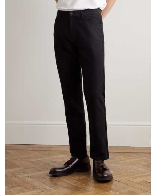 Mr P. Black Straight-Leg Organic Cotton-Moleskin Trousers for men