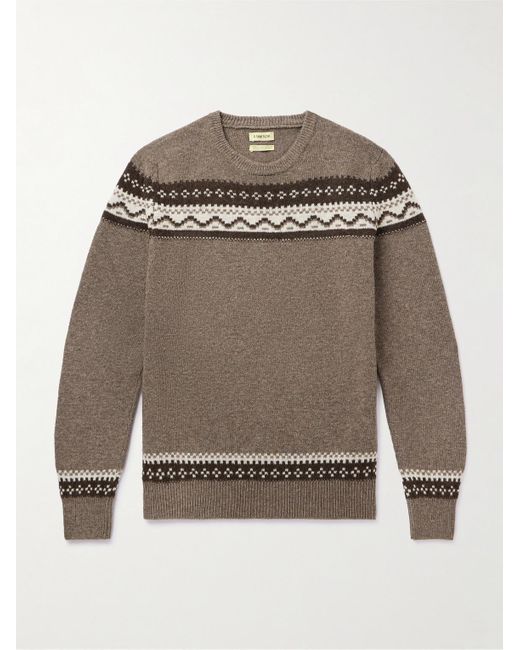 De Bonne Facture Gray Fair Isle Merino Wool Sweater for men