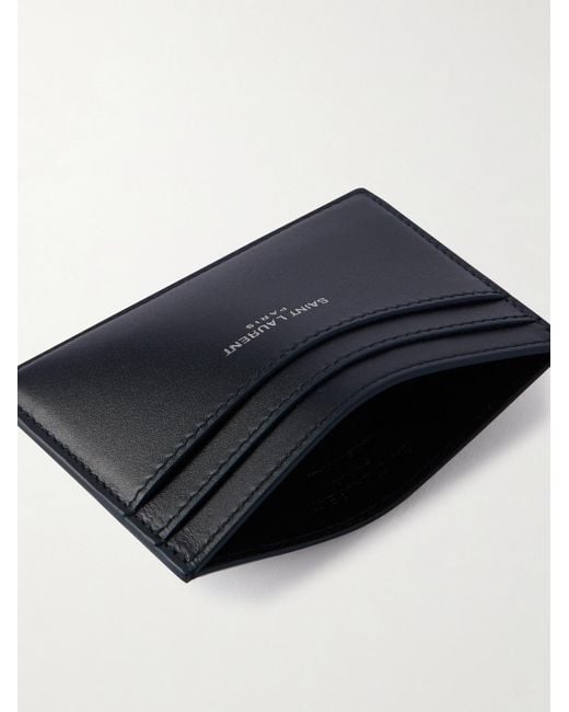 Saint Laurent Black Logo-print Leather Cardholder for men