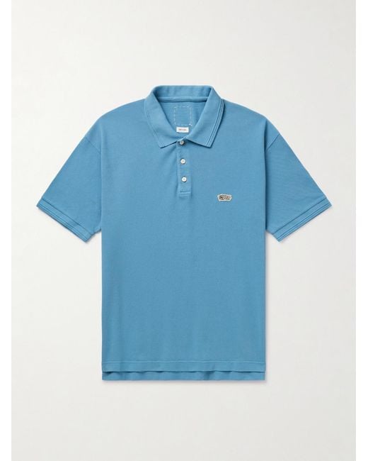 Visvim Blue Jumbo Weller Garment-Dyed Cotton-Piqué Polo Shirt for men