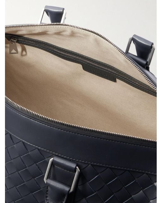 Bottega Veneta Black Intrecciato Leather Weekend Bag for men