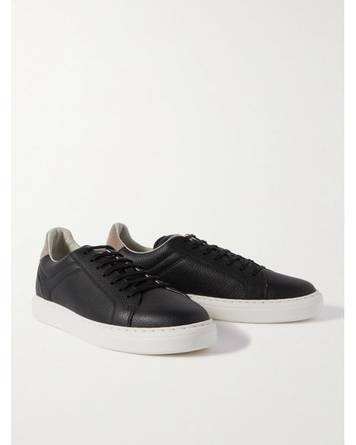 Brunello Cucinelli Black Grained Calfskin Sneakers for men