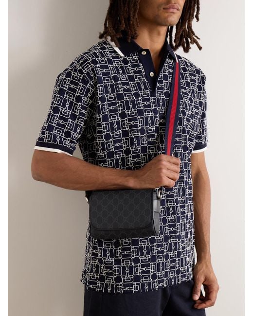 Gucci Black Ophidia Mini Leather-trimmed Monogrammed Coated-canvas Messenger Bag for men