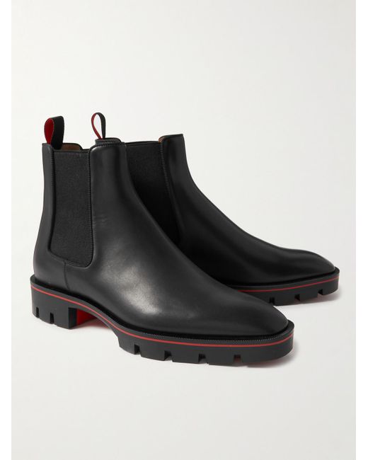 Christian Louboutin Black Alpinosol Leather Chelsea Boots for men