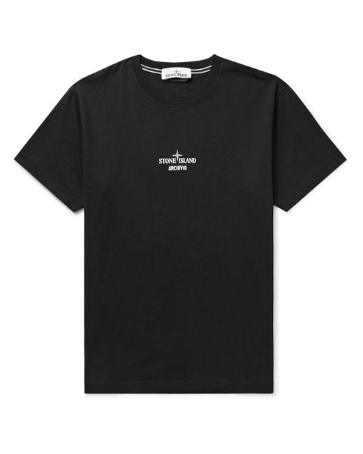 Stone Island Archivo Logo-print Cotton-jersey T-shirt in Black for Men ...