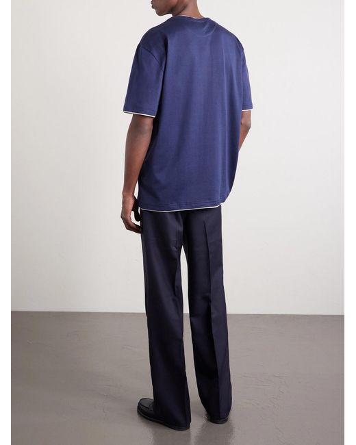 Eleventy Blue Giza Cotton-jersey T-shirt for men