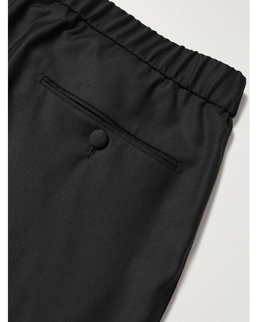 Mr P. Black Straight-Leg Virgin Wool Drawstring Tuxedo Trousers for men