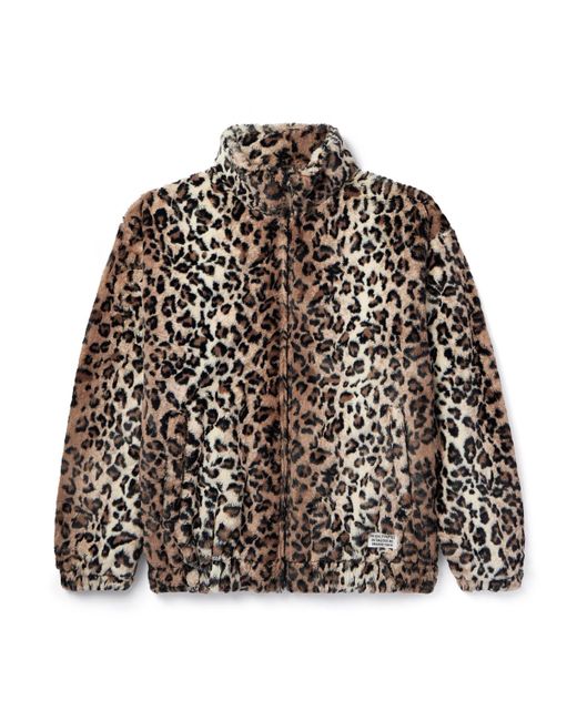 Wacko Maria Natural Leopard-print Faux Fur Zip-up Track Jacket for men