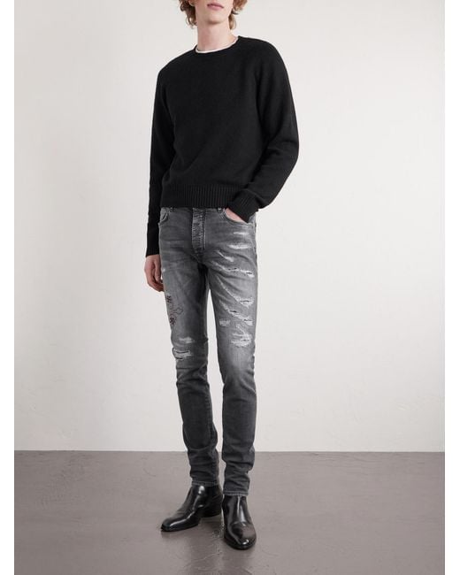 Amiri Blue Hollywood Skinny-fit Embellished Jeans for men