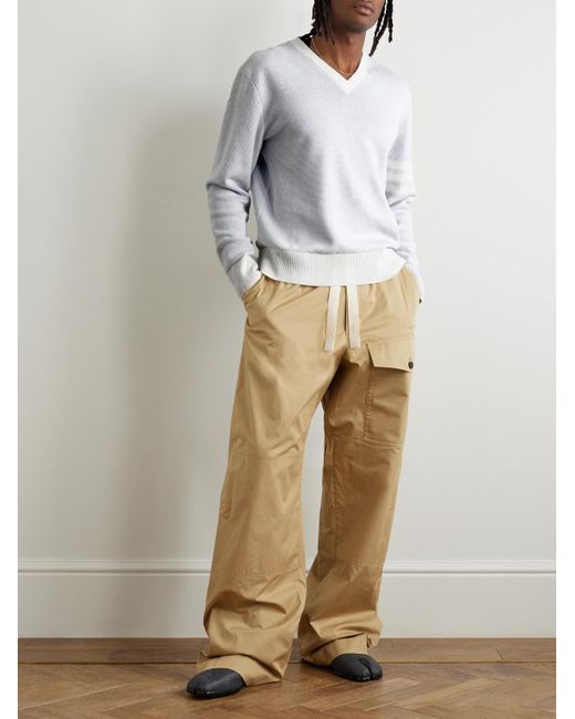 Thom Browne Pullover aus einer Leinen-Baumwollmischung mit Streifen in White für Herren