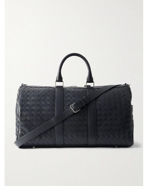 Bottega Veneta Black Intrecciato Leather Weekend Bag for men