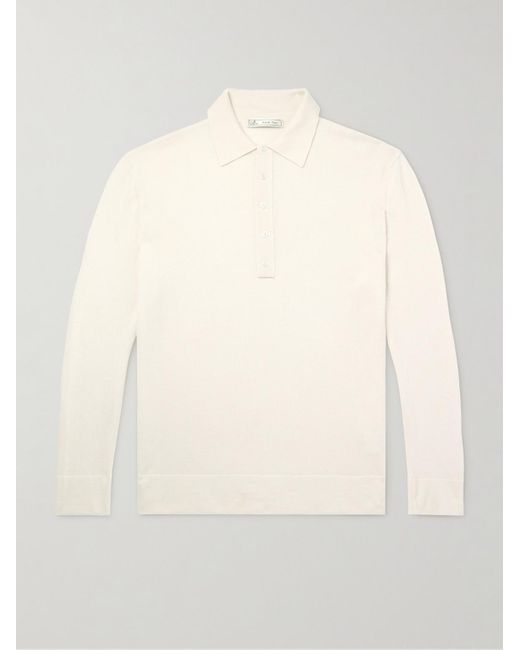 Umit Benan Natural Zefira Cashmere And Silk-blend Polo Shirt for men