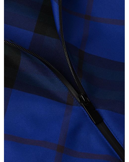 Giacca sportiva in twill a quadri con cappuccio e logo applicato di Burberry in Blue da Uomo