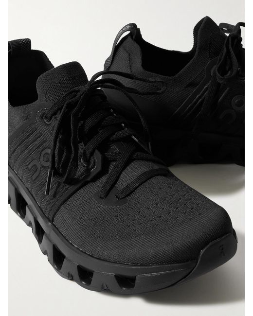On Shoes Black Cloudswift 4 Rubber-trimmed Stretch-knit Running Sneakers for men