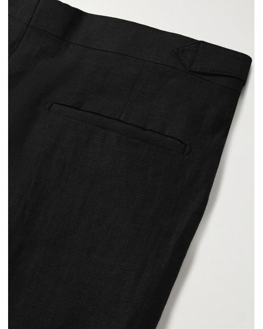 De Petrillo Black Slim-fit Linen Tuxedo Trousers for men