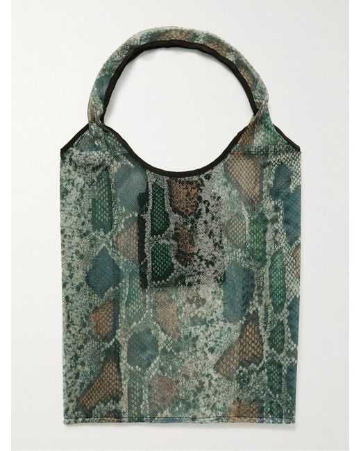 Wacko Maria Green Speakeasy Packable Snake-print Mesh Tote Bag for men