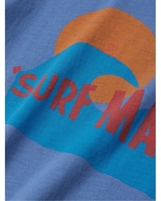 Hartford Blue Surf Mania Printed Garment-Dyed Cotton-Jersey T-Shirt for men