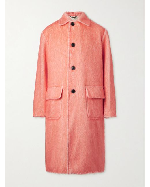 Dries Van Noten Pink Oversized Brushed Alpaca, Cotton And Wool-Blend Coat for men