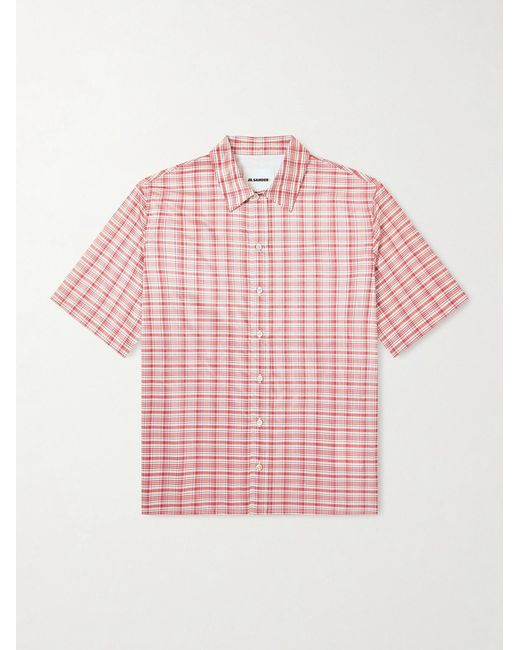 Jil Sander Pink Checked Silk-blend Shirt for men