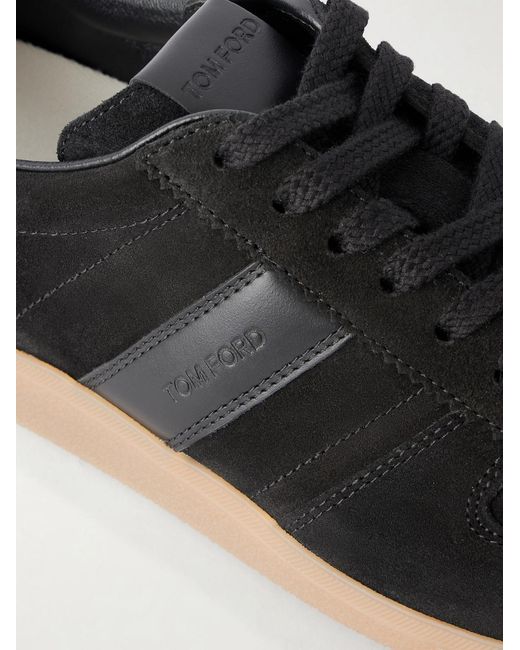 Tom Ford Black Archer Suede Leather Sneakers for men