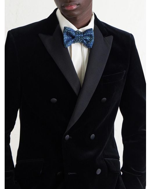 Charvet Blue Silk-Jacquard Bow-Tie for men