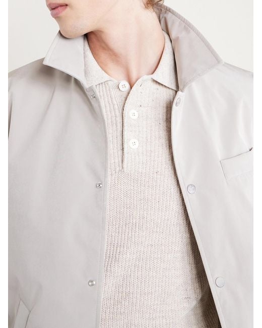 Brunello Cucinelli White Ribbed Linen And Cotton-blend Polo Shirt for men