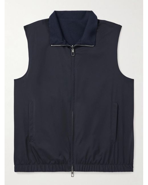Loro Piana Blue Slim-fit Reversible Storm System® Windwishtm Twill And Wool Gilet for men