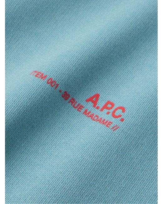 A.P.C. Blue Logo-print Cotton-jersey Sweatshirt for men