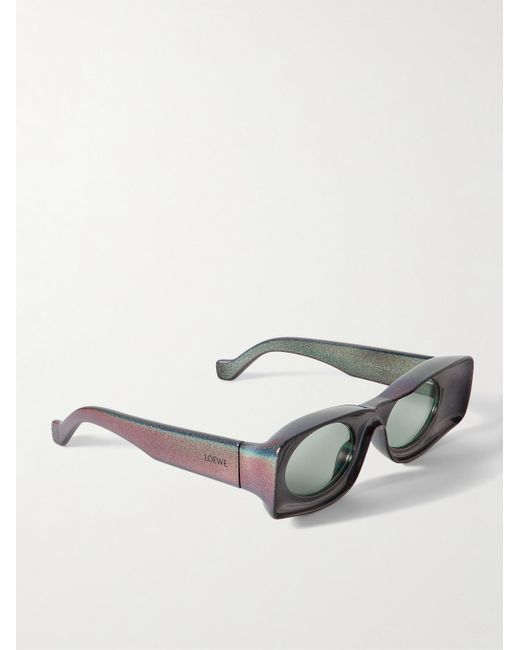 Loewe Gray Paula's Ibiza Rectangular-frame Glittered Acetate Sunglasses for men