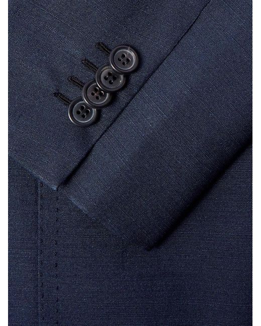 Brioni Blue Amalfi Double-breasted Silk-dupioni Suit Jacket for men