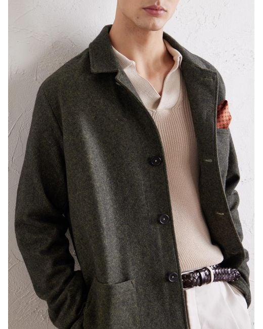 Massimo Alba Green Florida Herringbone Wool And Cashmere-Blend Blazer for men