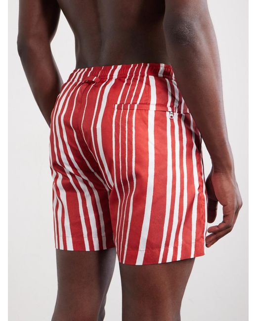 Orlebar Brown Red Bulldog Straight-Leg Striped Swim Shorts for men