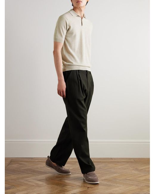 John Smedley White 14.Singular Merino Wool-Piqué Polo Shirt for men