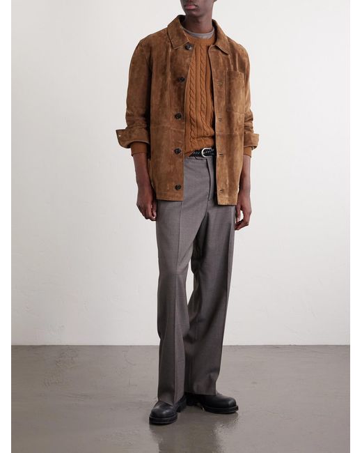 Beams Plus Brown Cable-Knit Cotton Sweater for men