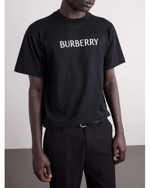 Burberry Black Seth Logo-Print Cotton-Jersey T-Shirt for men