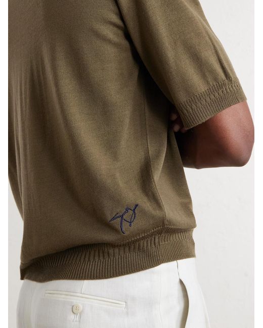 John Smedley Green Bill Nighy Merino Wool T-Shirt for men