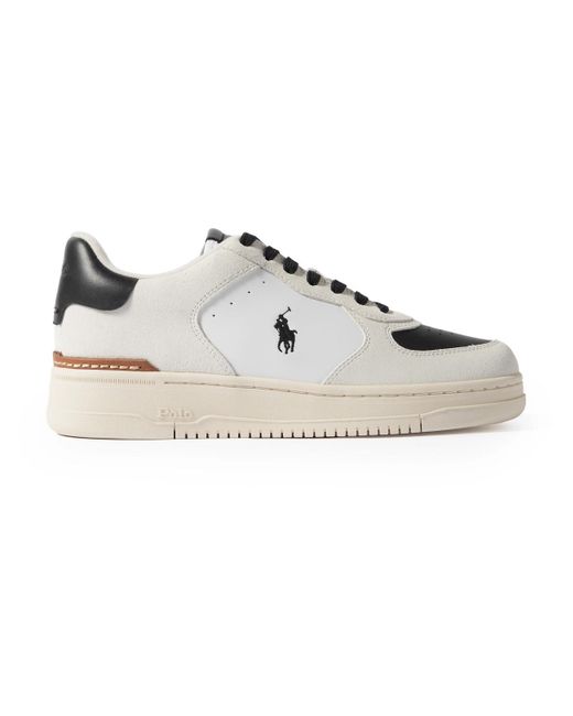 Polo Ralph Lauren White Masters Court Logo-embroidered Leather And Suede Sneakers for men