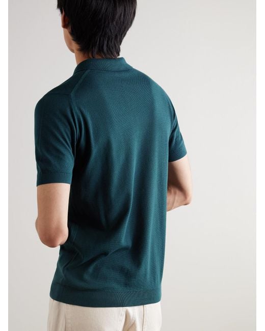 John Smedley Green Roth Slim-Fit Sea Island Cotton-Piqué Polo Shirt for men