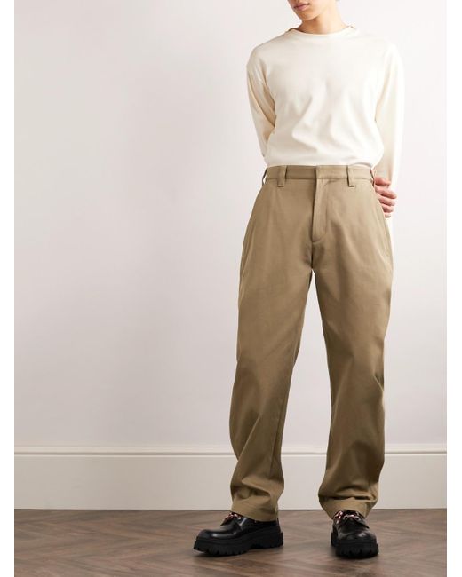 Bottega Veneta Natural Straight-leg Cotton-twill Trousers for men