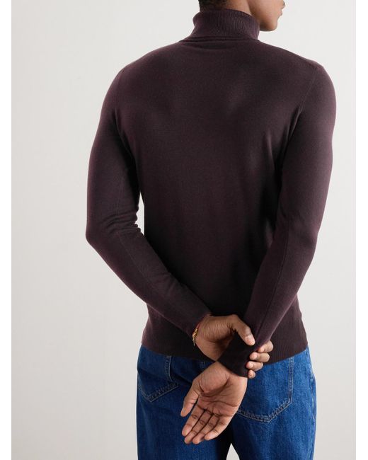 Loro Piana Blue Garment-Dyed Baby Cashmere Rollneck Sweater for men