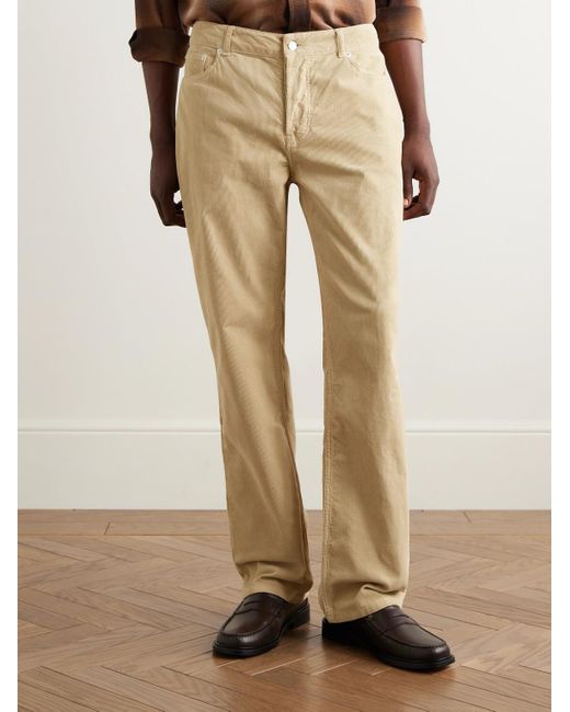 Officine Generale James schmal und gerade geschnittene Cordhose aus einer Baumwollmischung in Natural für Herren