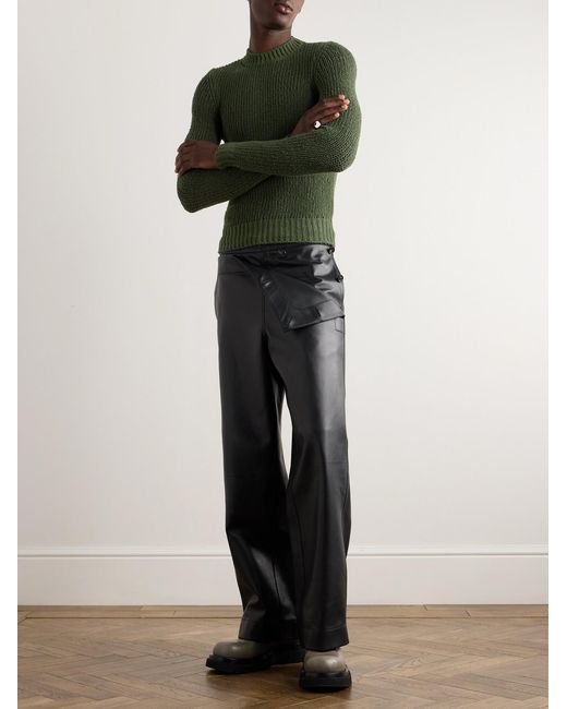 Jil Sander Green Cotton-Blend Bouclé Sweater for men