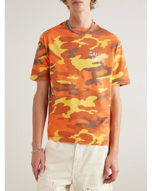 GALLERY DEPT. Orange Souvenir Camouflage Logo-Print Cotton-Jersey T-Shirt for men
