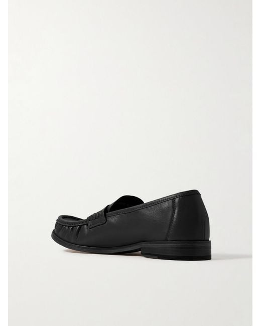 GRENSON Black Simeon Leather Penny Loafers for men